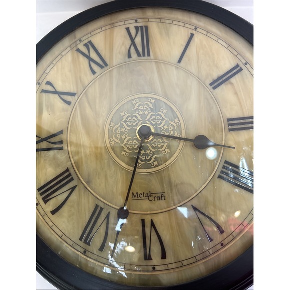 Working Metal Craft Marble Face/stained Glass Look Wall Clock Quartz Movement - Picture 2 of 6